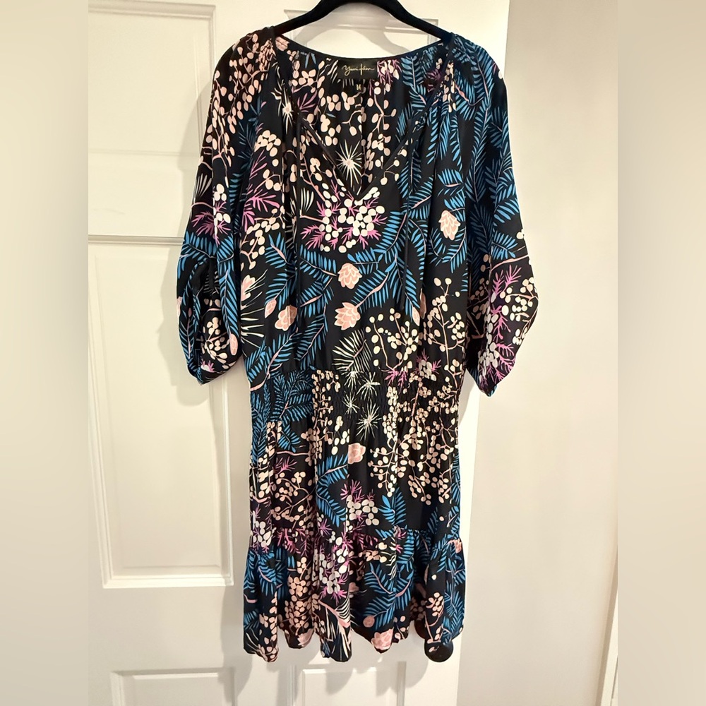 Yumi Kim Black Dress with Pink and Blue Floral Design